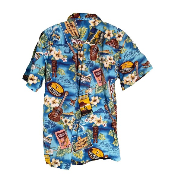 High Surf Men's  Short Sleeve Button Down Hawaiian Shirt Blue Floral Ukulele XL - Picture 3 of 5